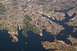 airplane view sidney harbor